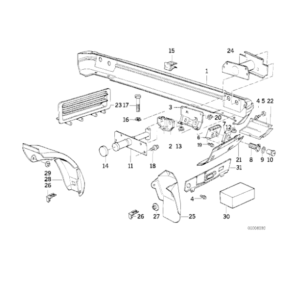 Osłona wspornika zderzaka tył BMW E34 518i 520i 525i 530i 535i 540i - 51718102867