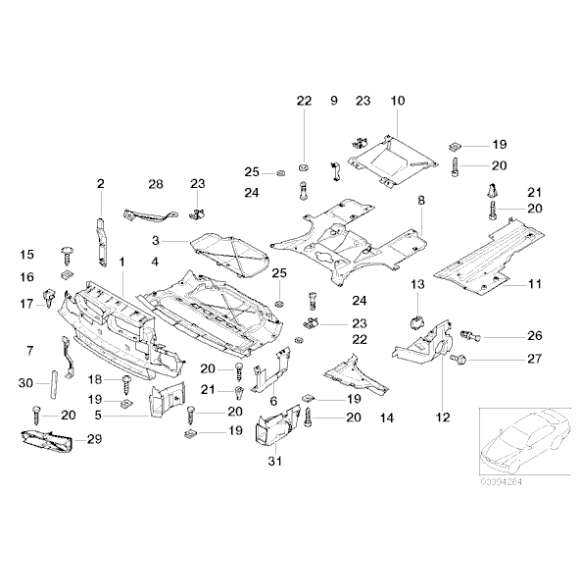 Osłona komory silnika nadkole dolna lewa BMW E38 725 728 730 735 740 750 - 51718150449