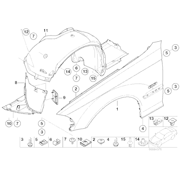 Osłona nadkole przód prawa BMW Coupe Cabrio 316 318 320 323 325 328 330 - 51718224986