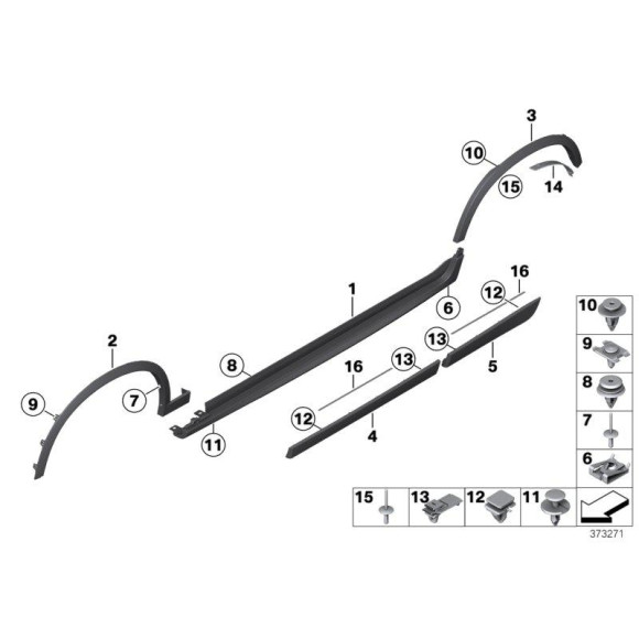 Zaczep progów BMW E38 F25 F26 - 51718259025