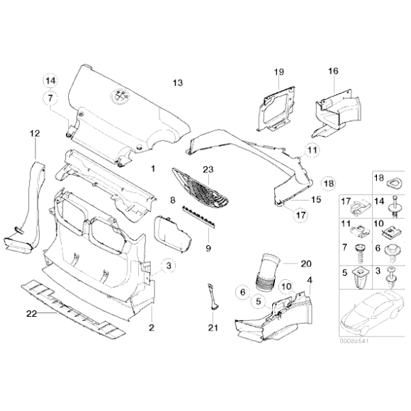 Kanał powietrza wlot przód prawy BMW E46 325xi 330xd 323i 325i 330xd - 51718265470
