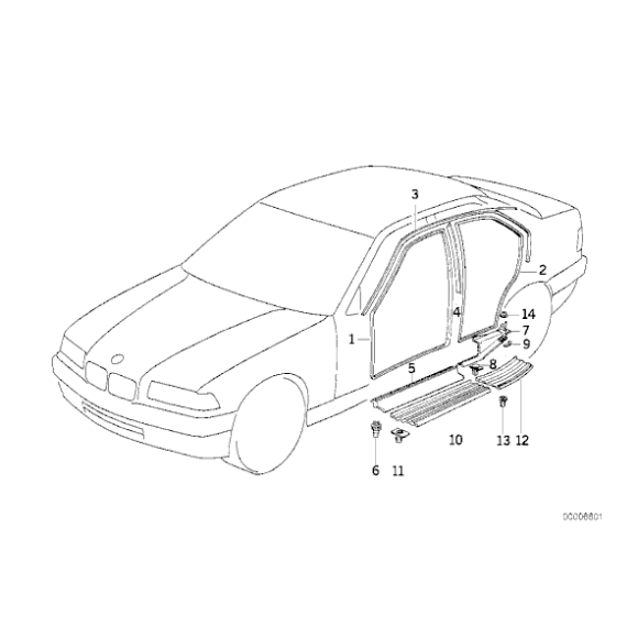 Uszczelka osłona krawędzi przód BMW E36 sedan 316 318 320 323 325 328 M3 - 51728196289