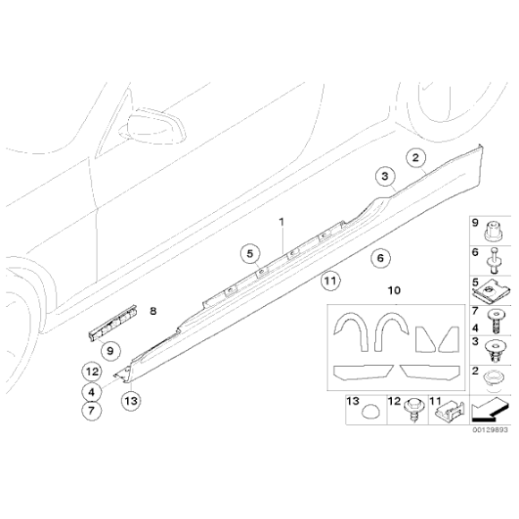 Wspornik prawy osłony progu BMW E63 E64 630i 645Ci 650i 635d M6 - 51777072876