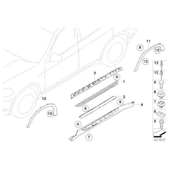 Osłona nadkola przód lewa BMW E70 E70N X5 30dX 35dX 35iX 40dX 40iX 50iX M50dX - 51777158427