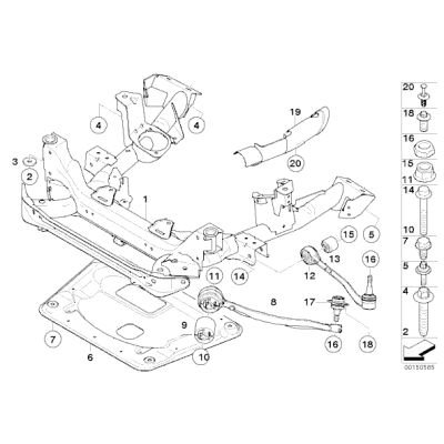 Wahacz przód z poduszką gum. lewy BMW E83 X3 - 31103443127