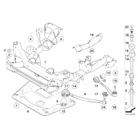 Wahacz przód z poduszką gum. lewy BMW E83 X3 - 31103443127
