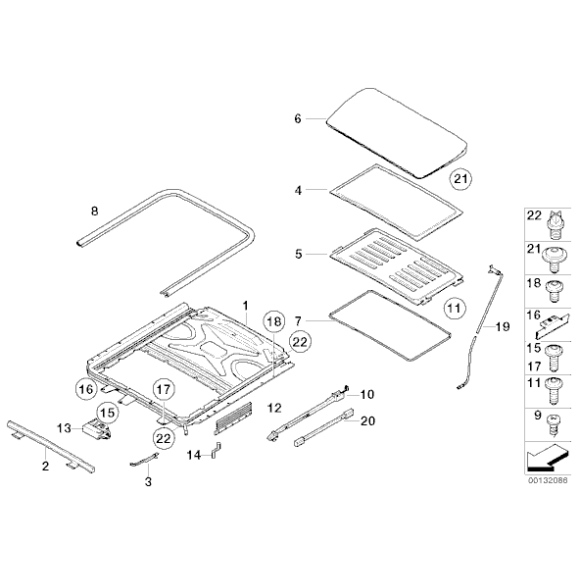 Uszczelka szyberdachu BMW E38 E39 E60 E65 E71 F01 F10 F16 G11 G12 F02 E66 prod po 09.2001r - 54107245551