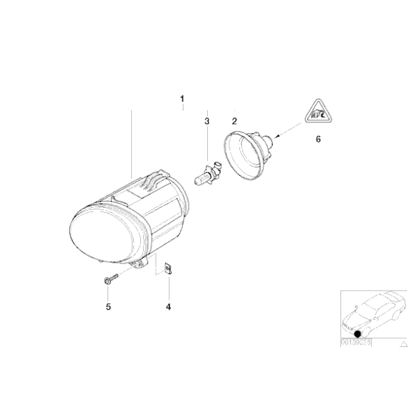 Lampa przeciwmgłowa halogen lewa BMW E53 X5 3,0i 3,0d 4,4i 4,6is 4,8is prod. do 10.2002r - 63178409025