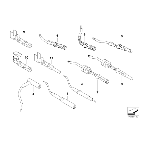 Okrągły styk wtykowy 2.5 z kablem BMW E30 E31 E32 E36 E38 E39 E46 X5 E60 E63 E65 X6 E81 X1 X3 E90 F01 F10 F20 F30 G01 G30 - 6113