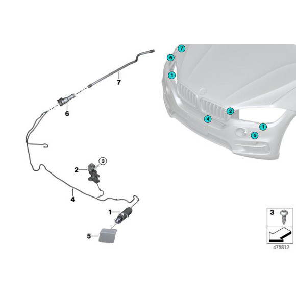 61677292657 Dysza spryskiwacza reflektorów lewa BMW X5 X6 F15 F16 F85 MINI F86 25dX 28iX 30dX 35iX 35dX 40dX 50iX M50dX M - 61677292657 - Części oryginalne BMW Łódź | Sklep internetowy BMW