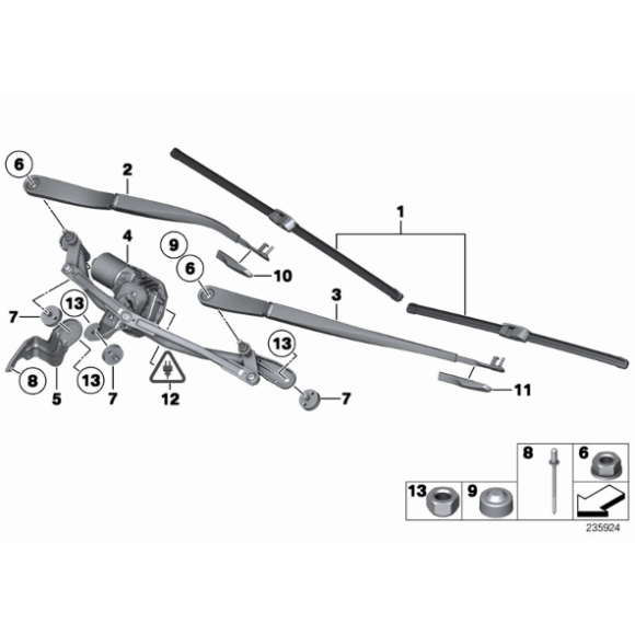 Wycieraczki przód komplet BMW F10 F10N F11 F11N 520 523 525 528 530 535 550 M550 M5 - 61612163749