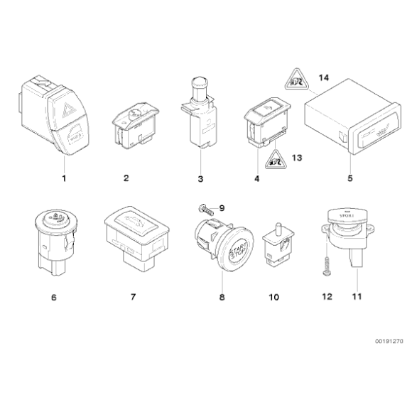 Włącznik świateł awaryjnych BMW E60 E61 E63 E64 E70 E71 E83 E84 E89 X1 X3 X5 X6  - 61316919506