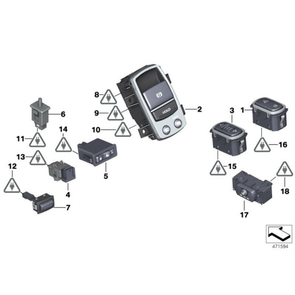 61316967601 Włącznik świateł stop BMW E39 E38 E46 E60 E63 E65 X5 X6 X3 E81 E87 E90 E91 F01 F07 F10 F25 Mini - 61316967601 - Części oryginalne BMW Łódź | Sklep internetowy BMW