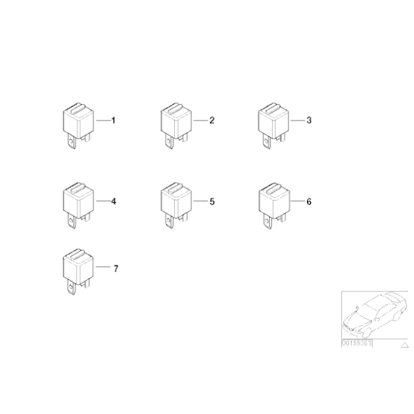 Przekaźnik signalviolett BMW 114 E12 E21 E23 E24 E28 E3 E30 E31 E32 E34 E36 E38 E39 E85 Z4 MINI R52 R57 R59 - 61361388911