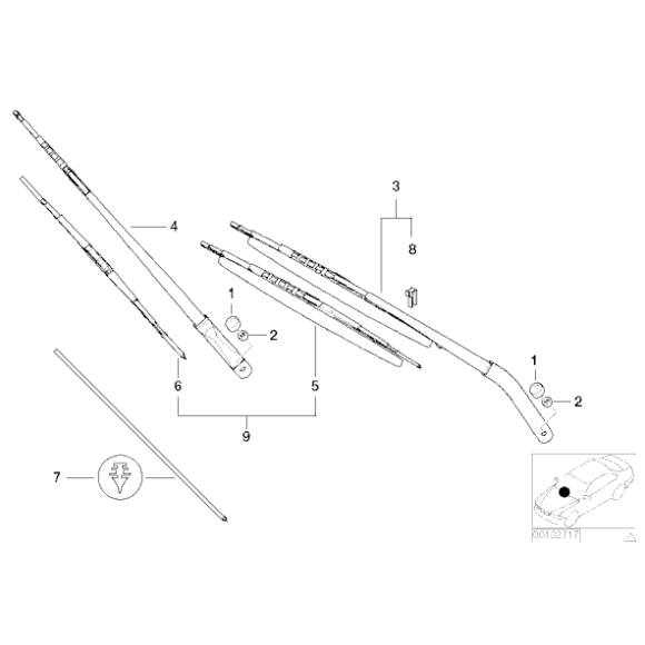 Wycieraczki komplet BMW E53 X5 3,0d 3,0i 4,4i 4,6is 4,8is - 61610032743
