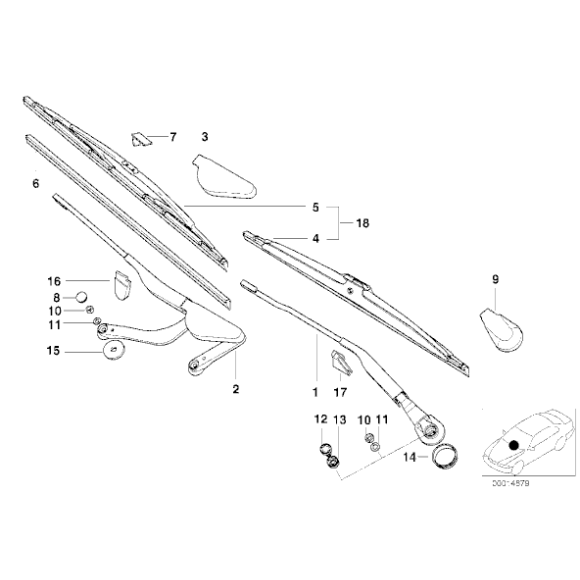 Wycieraczki komplet BMW E38 725tds 728i 730i 730d 740d 740i 735i 750i - 61610134601