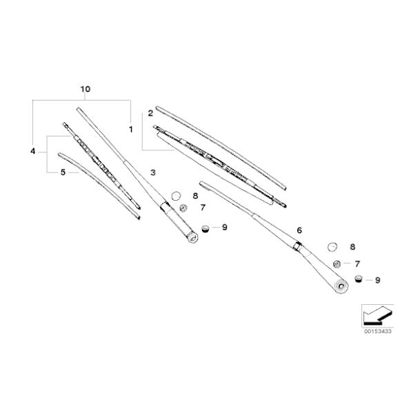 Wycieraczki komplet BMW X3 E83 E83N 1,8d 2,0i 2,0d 2,5i 3,0i 3,0d  - 61610443590