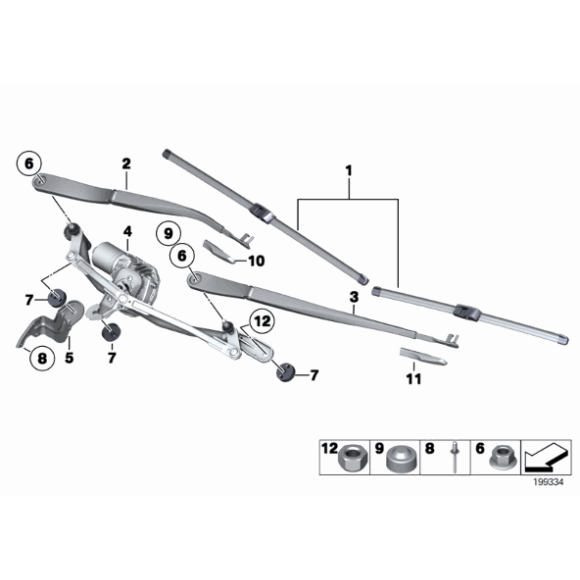 Wycieraczki komplet BMW F10 F11 F07 5GT F01 F02 520 530 535 550 730 740 750 760 - 61612147361