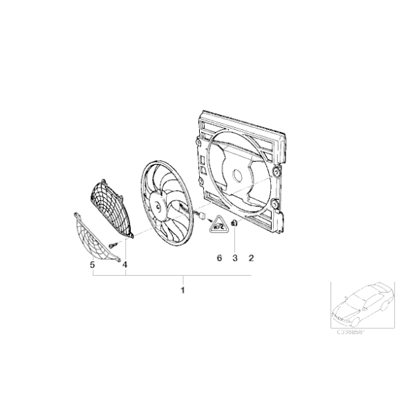 64546988913 Wentylator skraplacza klimatyzacji BMW E46 320i 323i 325i 325xi 328i 330i 330xi - 64546988913 - Części oryginalne BMW Łódź | Sklep internetowy BMW