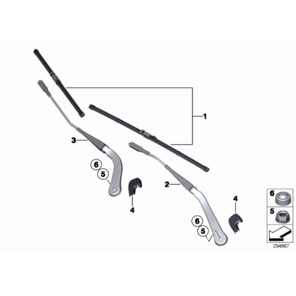 Pokrywka ramienia wycieraczki BMW E90 E91 E92 E93 316 318 320 323 325 328 330 335 M3 - 61617138990
