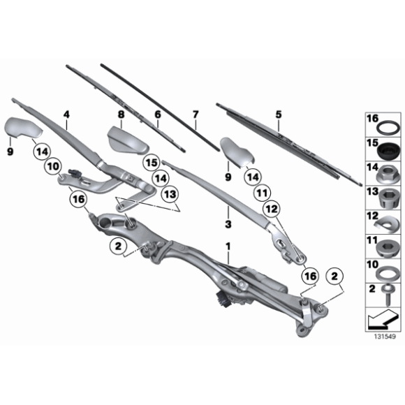 Gumka wycieraczki BMW E65 E66 730i 735d 740d 740i 745i 750i 760i - 61618265555