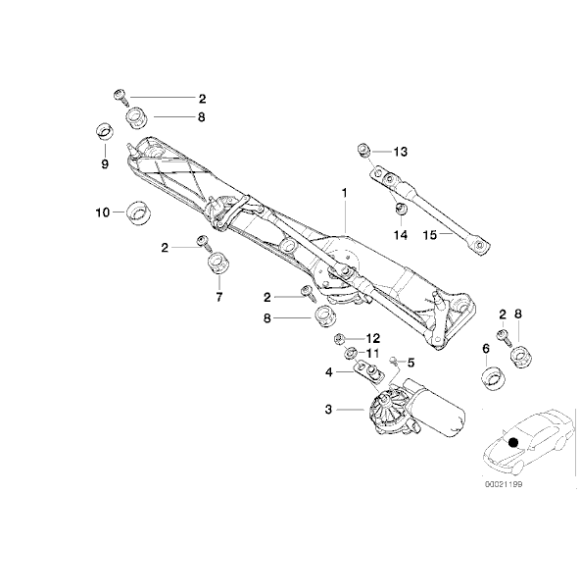 Drążek napędowy mechanizmu wycieraczek BMW E39 520 523 525 528 530 535 540 M5 - 61618361741