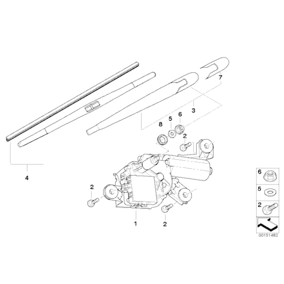61623400708 Ramię wycieraczki szyby tylnej BMW X3 E83 1,8d 2,0i 2,0d 2,5i 3,0i 3,0d - 61623400708 - Części oryginalne BMW Łódź | Sklep internetowy BMW