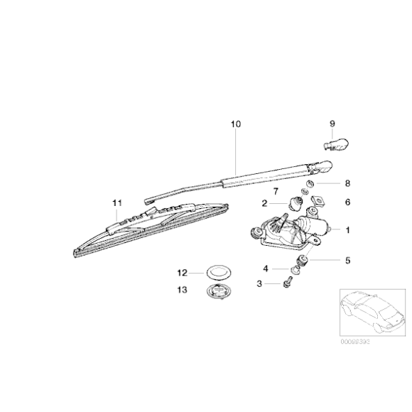61627009884 Pióro wycieraczki tylnej E46 Compact - Oryginał BMW - 61627009884 - Części oryginalne BMW Łódź | Sklep internetowy BMW