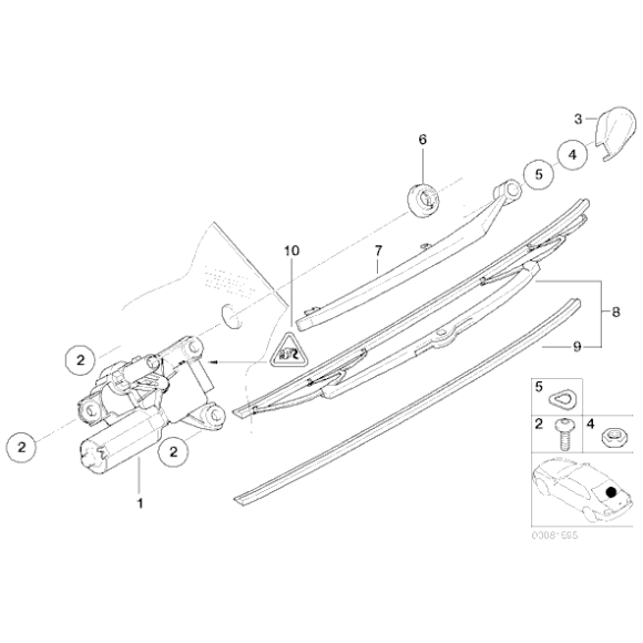 Ramię wycieraczki szyby tył BMW E53 X5 3,0d 3,0i 4,4i 4,6is 4,8is - 61627068076