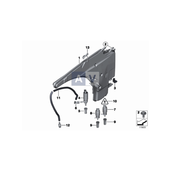 Sitko pompki spryskiwacza BMW E36 E39 E46 E53 E60 E63 E65 E70 E71 E83 E85 E87 E81 E90 F01 F06 F07 F10 F20 F30 - 61667006063