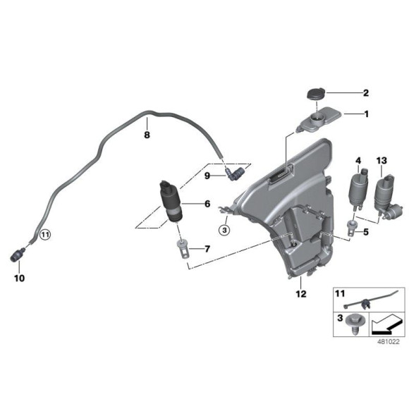 Sitko pompki spryskiwacza BMW E36 E39 E46 E53 E60 E63 E65 E70 E71 E83 E85 E87 E81 E90 F01 F06 F07 F10 F20 F30 - 61667006063