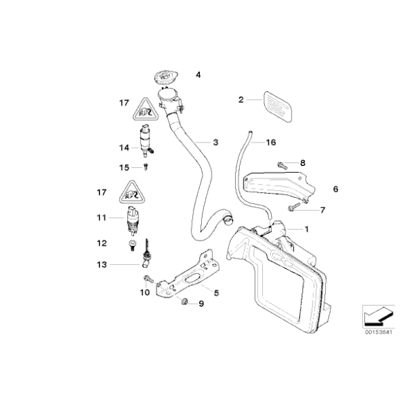 61667144396 Króciec wlew zbiorniczka spryskiwacza BMW E60 E61 E63 E64 630 635 645 650 520 523 525 528 530 535 540 545 550 - 61667144396 - Części oryginalne BMW Łódź | Sklep internetowy BMW