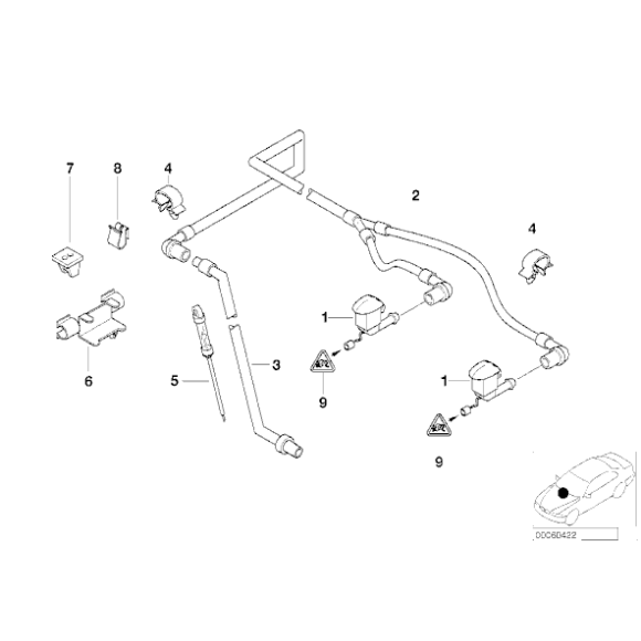 61668361039 Dysza spryskiwacza szyby podgrzewana pojedyncza BMW 520d 520i 525tds 525i 525d 530i 530d 535i 540i M5 - 61668361039 - Części oryginalne BMW Łódź | Sklep internetowy BMW
