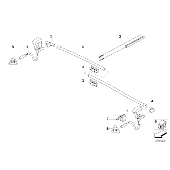 Zacisk przewodu spryskiwaczy BMW E46 E81 E83 X3 E87 E89 Z4 E92 E93 - 61668362763