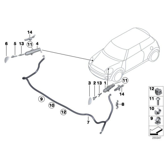 Osłona dyszy spryskiwacza lewa chrom MINI R55 R56 R57 R58 R59 Cooper - 61672752559