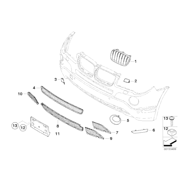 Pokrywka dyszy spryskiwacza przód gruntowana prawa BMW E83N X3 - 61673443132