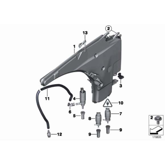 Kątownik spryskiwacza BMW E46 E53 X5 E81 E83 X3 E87 E90 E91 E93 116 118 120 130 123 316 318 320 323 328 325 330 335 - 6167825274