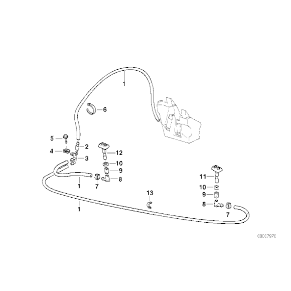 61678370560 Dysza spryskiwacza prawa BMW E38 725tds 728i 730i 730d 735i 740i 740d 750i - 61678370560 - Części oryginalne BMW Łódź | Sklep internetowy BMW