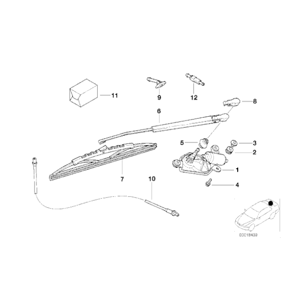 Dysza spryskiwacza szyby tył BMW E36 touring 316i 318tds 318i 320i 323i 325tds 328i - 61688361639