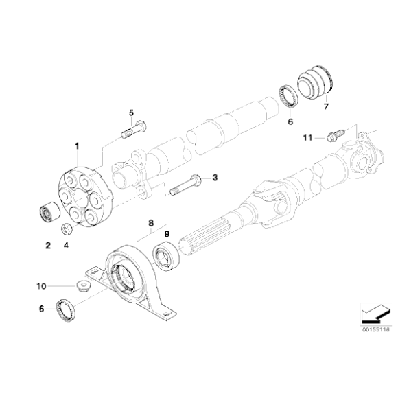 Podpora wału BMW E60 E60N E61 E61N E83 520d 520i 2,0d 1,8d - 26103413996
