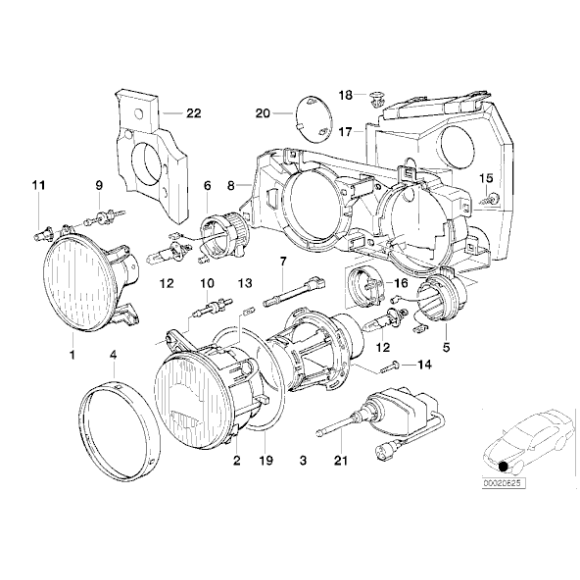 Śruba regulacyjna reflektora przód BMW E32 E34 730 740 750 735 518 520 525 530 535 540 M5 - 63121378368