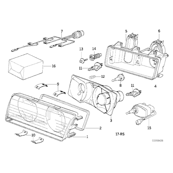 Pokrywka świateł mijania BMW E36 318 320 316 323 325 328 - 63121393847