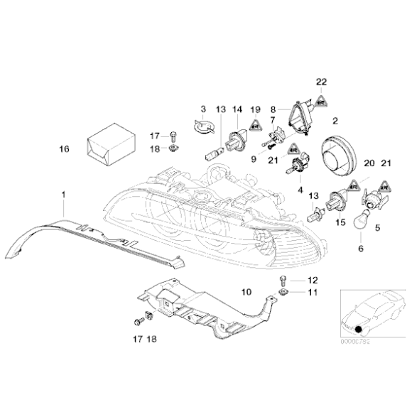 Uszczelka reflektora przód lewa BMW E39 520 523 525 530 528 535 540 prod do 09.2000r - 63126908405