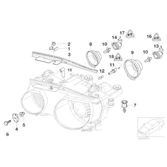 Gniazdo reflektora BMW E46 Compact 316ti 318ti 318td 325ti 320td - 63126919814