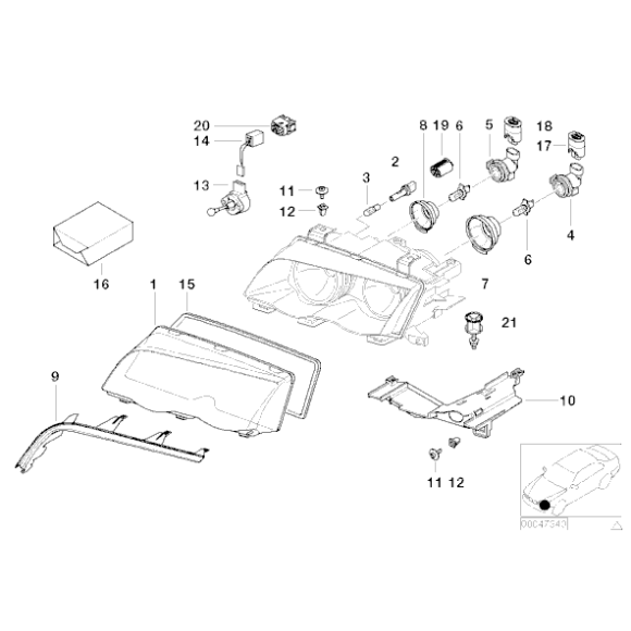 63126921860 Listwa maskująca reflektora prawa BMW E46 316 318 320 323 325 328 330 prod. po 09.2001r - 63126921860 - Części oryginalne BMW Łódź | Sklep internetowy BMW