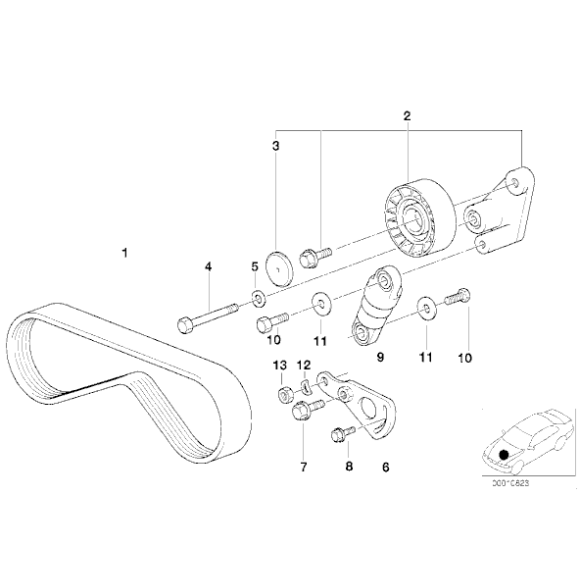 Pasek micro klimatyzacje BMW E38 E39 E53 X5 V8 M62 - 11281435280