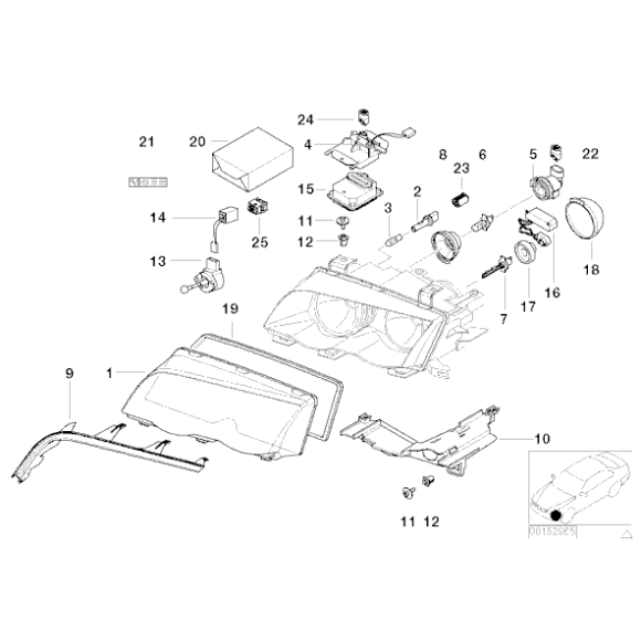 Uchwyt reflektora prawy BMW E46 318 320 325 328 330 - 63128380188
