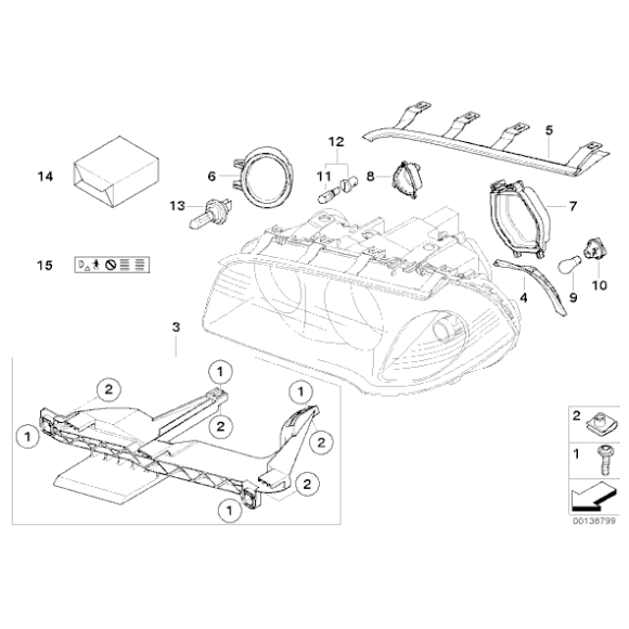 Osłona świateł mijania BMW E38 E83 X3 725 728 730 735 740 750 2,0d 2,0i 1,8d 2,5i 2,5d 3,0i 3,0d 3,0si - 63128381326