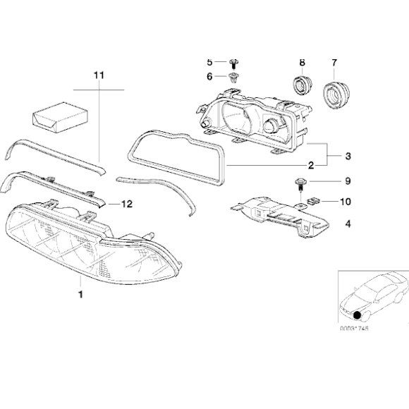 Osłona świateł mijania BMW E39 520d 520i 523i 525d 528i 530d 535i 540i M5 - 63128387527