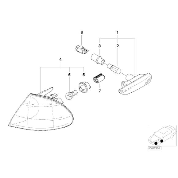63136902766 Kierunkowskaz przód prawa BMW E46 sedan touring 316 318 320 323 325 328 330 - 63136902766 - Części oryginalne BMW Łódź | Sklep internetowy BMW